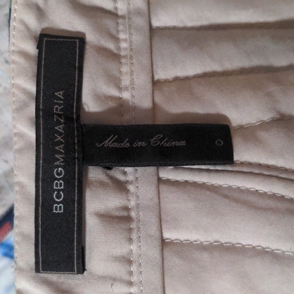 BCBG Andrick Palms Print-Blocked Miniskirt, Size 0, Stone Combo, Jacquard/Cotton - Picture 6 of 12